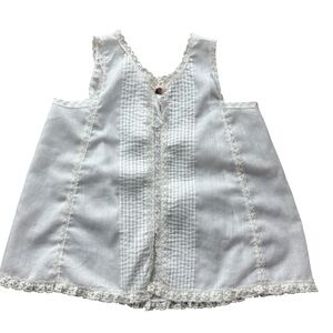 Her Majesty Vintage Baby Slip White Lace Pintuck Rosebud Poly/Cotton 2T Cottage
